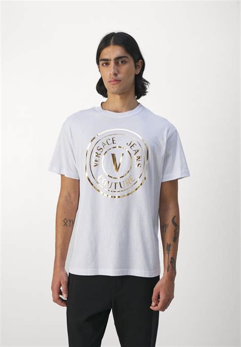 versace jeans t shirt white and gold|Versace Jeans couture outlet.